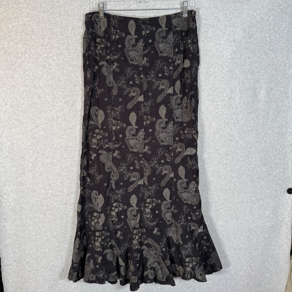 Newport news skirt womens 28" vintage 90s micro cord peplum maxi paisley